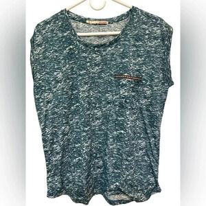 Golf women green and cream marbled cotton muscle tank